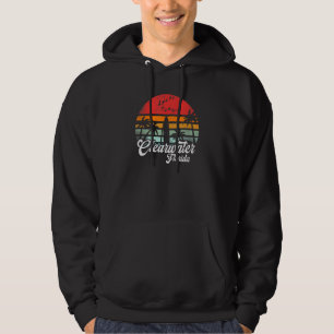 Vintage Clearwater Florida Funny Beach Waves Surfi Hoodie