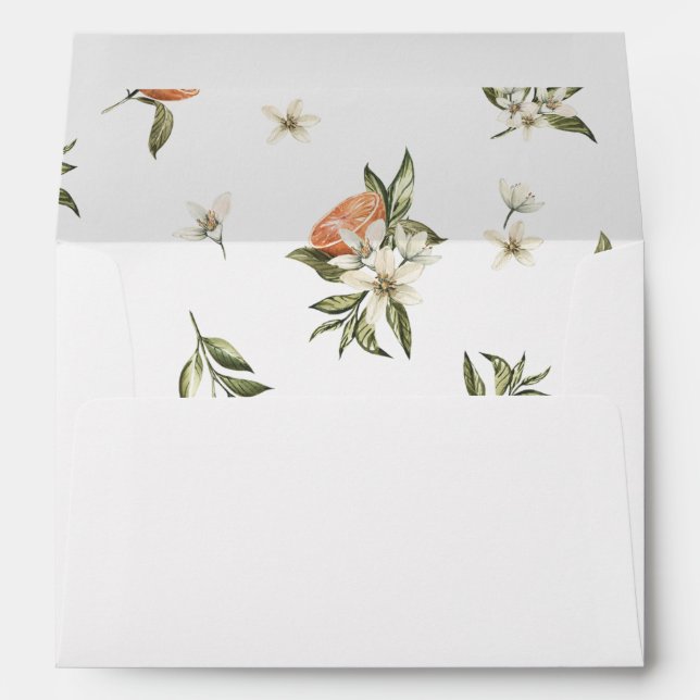 Vintage Clementines and Greenery Lined envelope (Back (Bottom))
