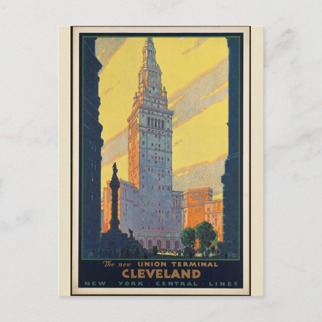 Vintage Cleveland Ohio Travel Poster Postcard (Front)