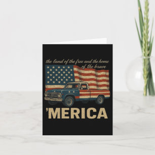 Vintage Clic Truck Merica American Flag Usa 4th Of Card