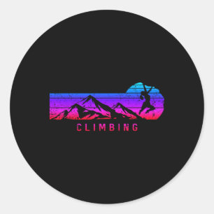 Vintage Climbing Mountain Women Rock Climber Hike Classic Round Sticker