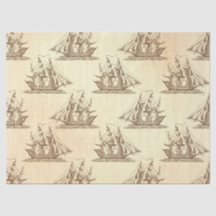 Vintage Clipper Ship on Cream Decoupage Tissue Paper