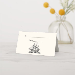 Vintage Clipper Ship Place Escort Card Ivory