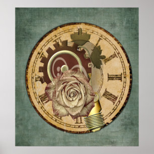 Vintage Clock Collage Poster
