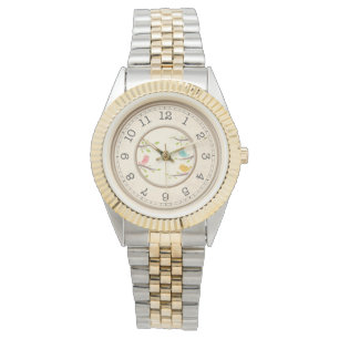 Vintage Clock Face Two-Tone Watch - Elegant Wed