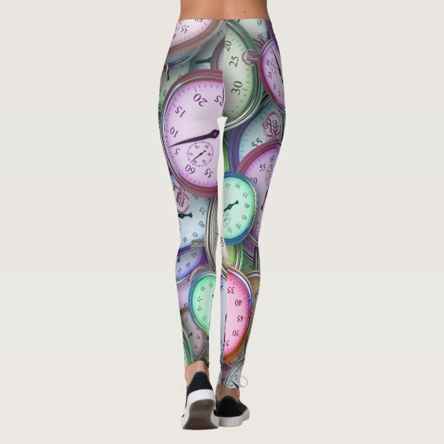Vintage Clock pattern  Leggings (Back)