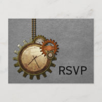 Vintage Clock RSVP Postcard, Grey
