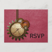 Vintage Clock RSVP Postcard, Pink