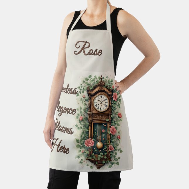 Vintage Clock Surrounded by Roses and Vines Apron (Insitu)