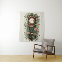 Vintage Clock Surrounded by Roses and Vines