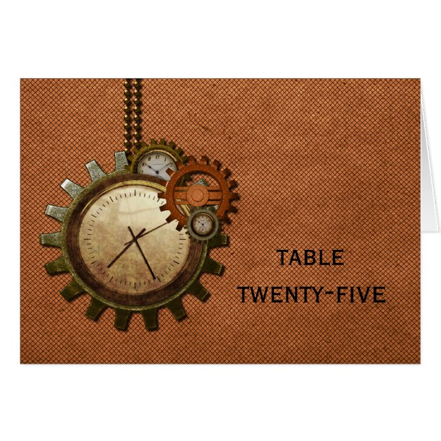Vintage Clock Table Number Card, Copper (Front Horizontal)