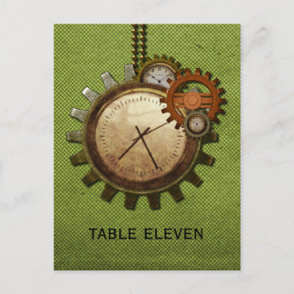 Vintage Clock Table Number Postcard, Green Postcard