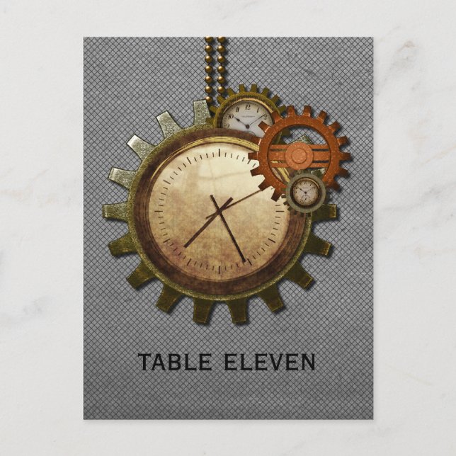 Vintage Clock Table Number Postcard, Grey Postcard (Front)