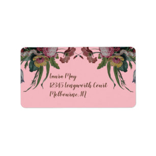 Vintage Clock with Flowers Birthday Party Label