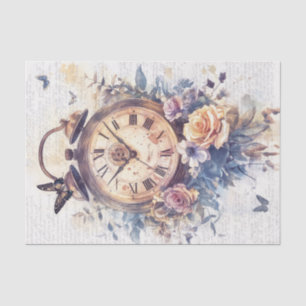 Vintage Clock with Handwriting For Decoupage Tissue Paper