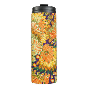 Vintage cloth pattern close up background. thermal tumbler