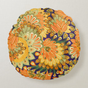 Vintage cloth pattern: close-up texture. round cushion