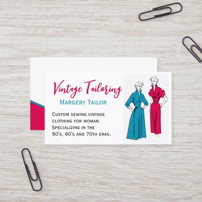 Vintage Clothing Custom Tailoring Business Card (Front/Back In Situ)