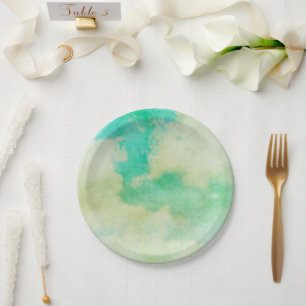 Vintage cloud in the sky teal and cream paper plate