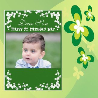 Vintage Clover St Patrick's Day Son/Grandson Photo Holiday Card