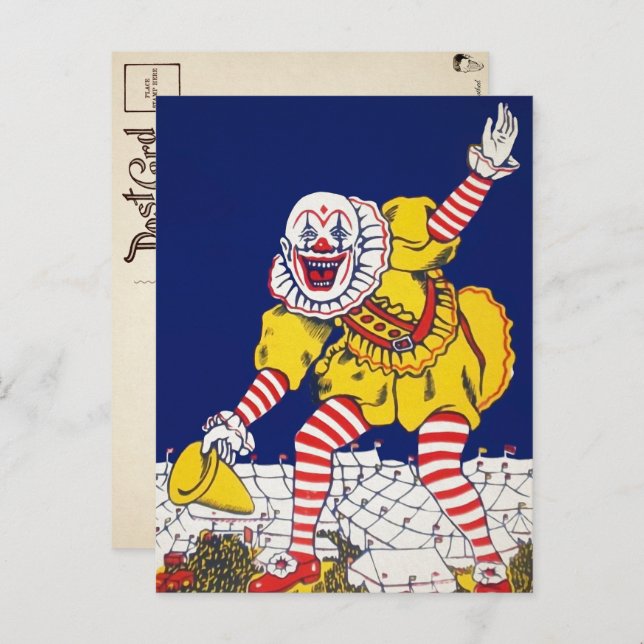 Vintage Clown Ad Postcard (Front/Back)