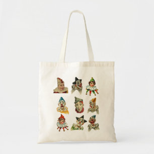 vintage clown face design tote bag