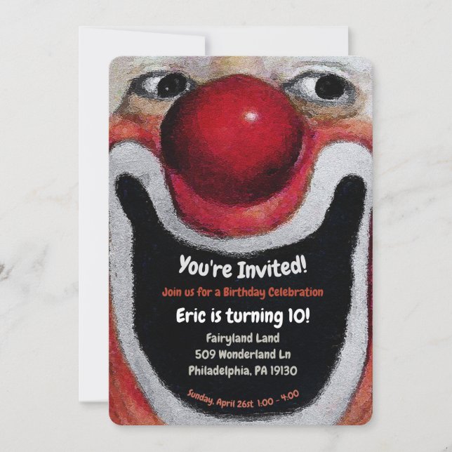 Vintage Clown Party Invitation (Front)