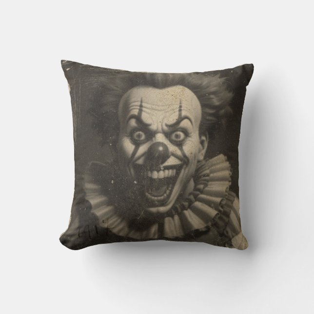 vintage clown Throw Pillow (Front)