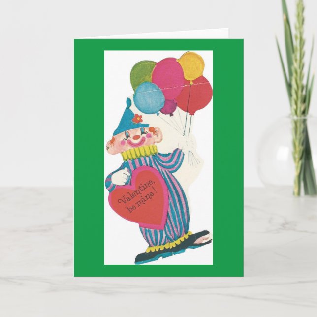 Vintage Clown Valentine Holiday Card (Front)