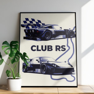Vintage Club RS Race Car Poster – Retro Motorsport