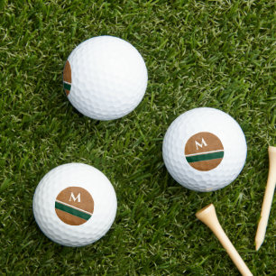 Vintage Clubhouse Custom Leather Pattern Monogram Golf Balls