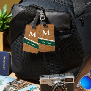 Vintage Clubhouse Custom Leather Pattern Monogram Luggage Tag