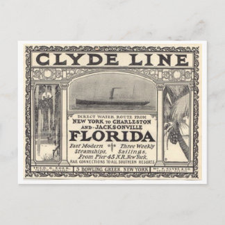 Vintage Clyde Line Florida Steamship Ad Postcard
