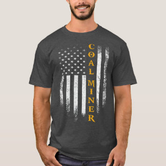 Vintage Coal Miner Distressed American Flag T-Shirt