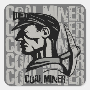 VINTAGE COAL MINER SQUARE STICKER
