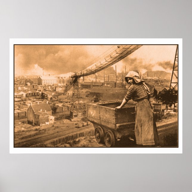 Vintage coal mining photo poster (Front)