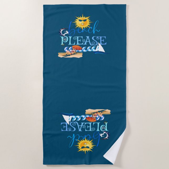 Vintage Coastal Adventure Beach Towel (Front)
