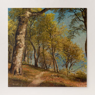 Vintage Coastal Forest Oil Painting Print Jigsaw Puzzle