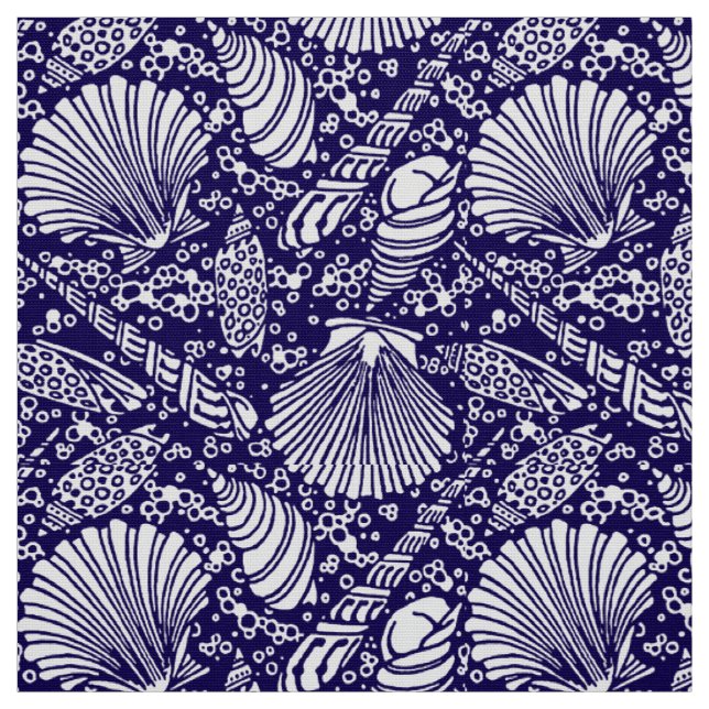 Vintage Coastal Ocean Beach Seashells Pattern Fabric (Swatch)
