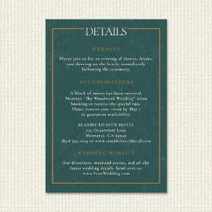 Vintage Coastal Ocean Retro Sunset Wedding Details Enclosure Card