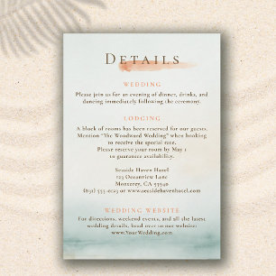 Vintage Coastal Ocean Shoreline Wedding Details Enclosure Card