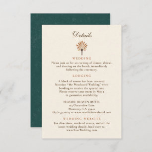 Vintage Coastal Ocean Sunset Brown Wedding Details Enclosure Card