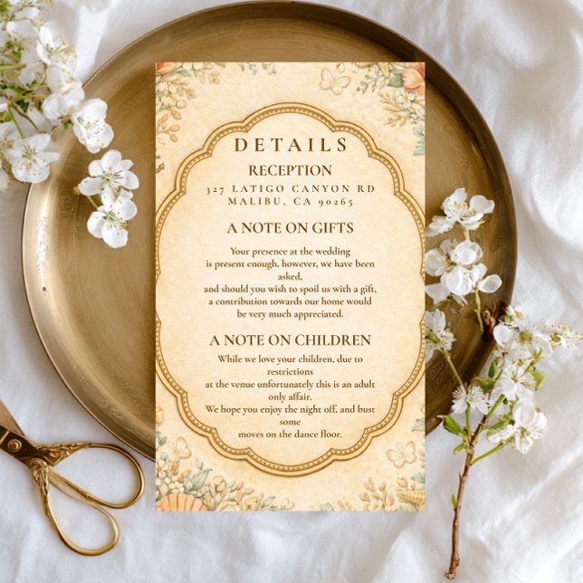 Vintage Coastal Seashell Garden Wedding Enclosure Card (Creator Uploaded)