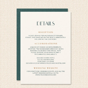 Vintage Coastal Sunset Retro Deco Wedding Details Enclosure Card