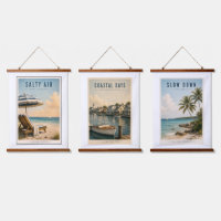 Vintage Coastal Wall Art Set of 3