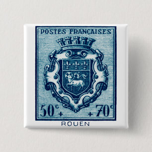 Vintage Coat of Arms Rennes, France 15 Cm Square Badge