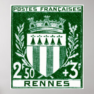 Vintage Coat of Arms Rennes, France Poster