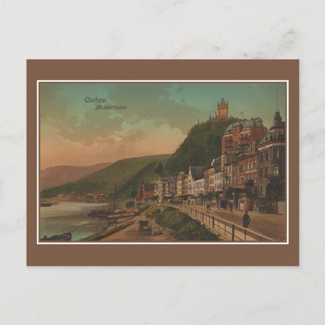Vintage Cochem Germany Moselle promenade Postcard (Front)