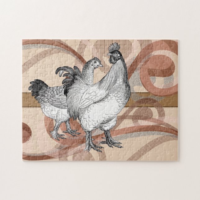 Vintage Cochin Chickens Jigsaw Puzzle (Horizontal)