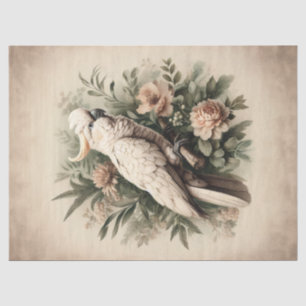 Vintage Cockatoo Botanical Painting Decoupage Tissue Paper